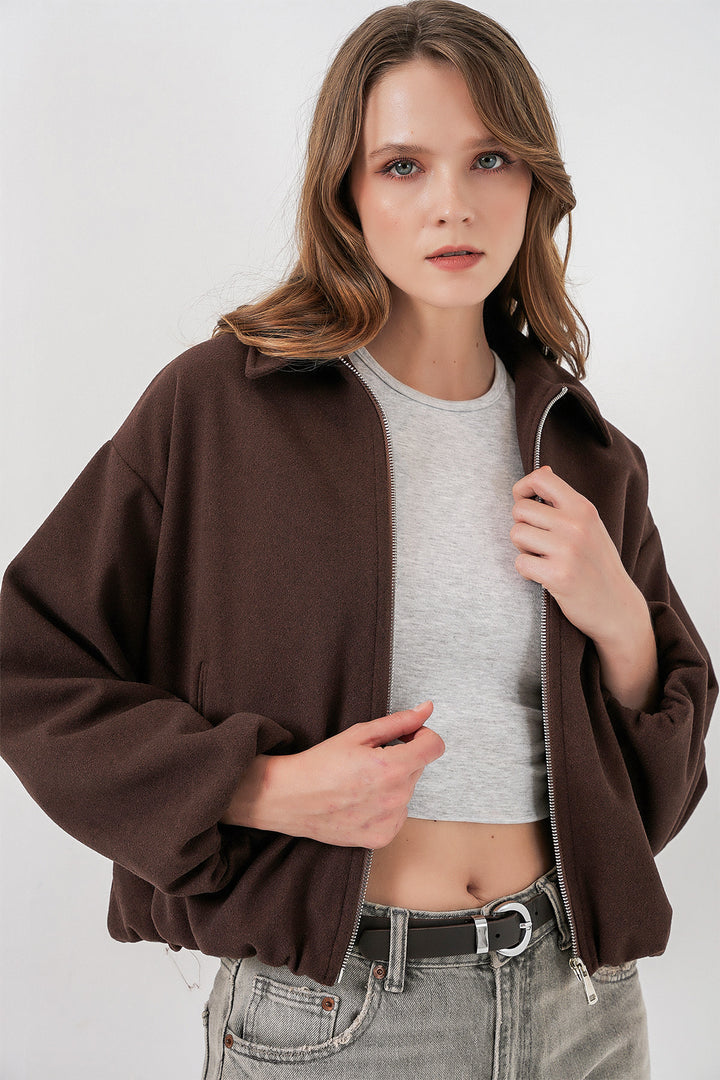 BGD Women Woman Ruffled Oversized Coat 0728 - Brown - Collado-Villalba