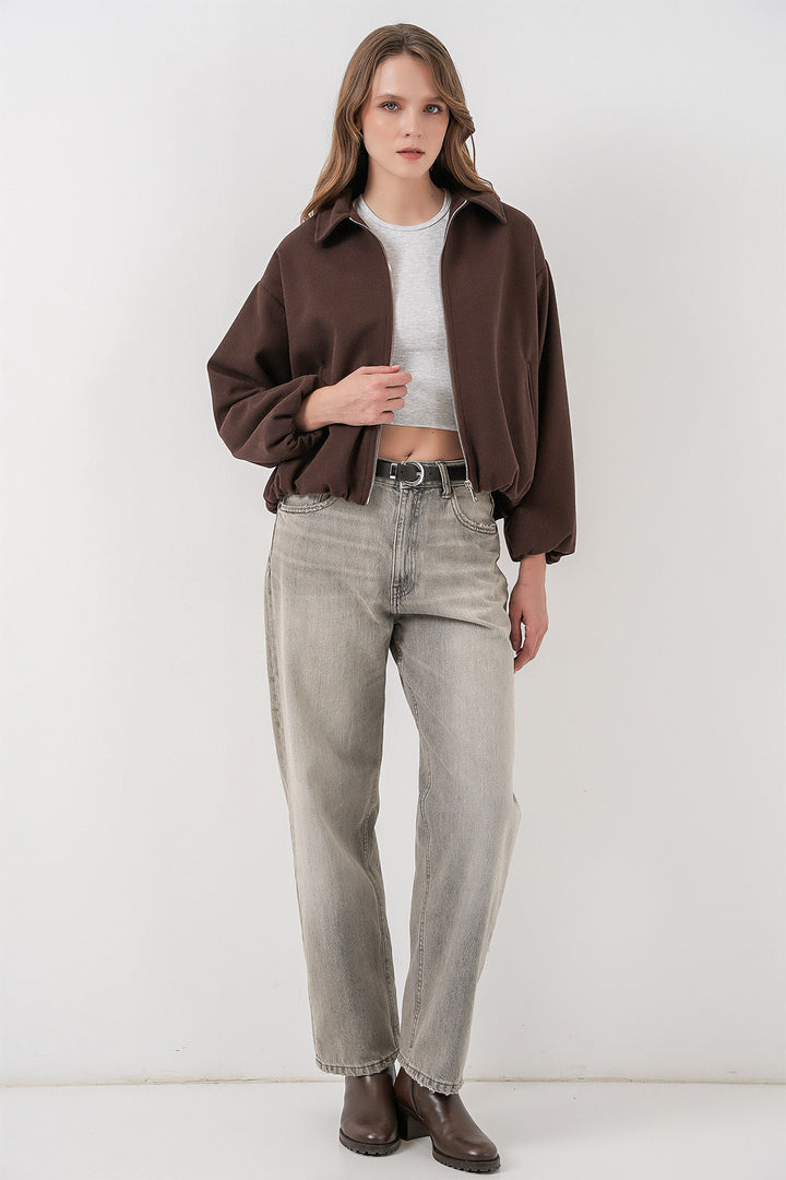 BGD Women Woman Ruffled Oversized Coat 0728 - Brown - Collado-Villalba