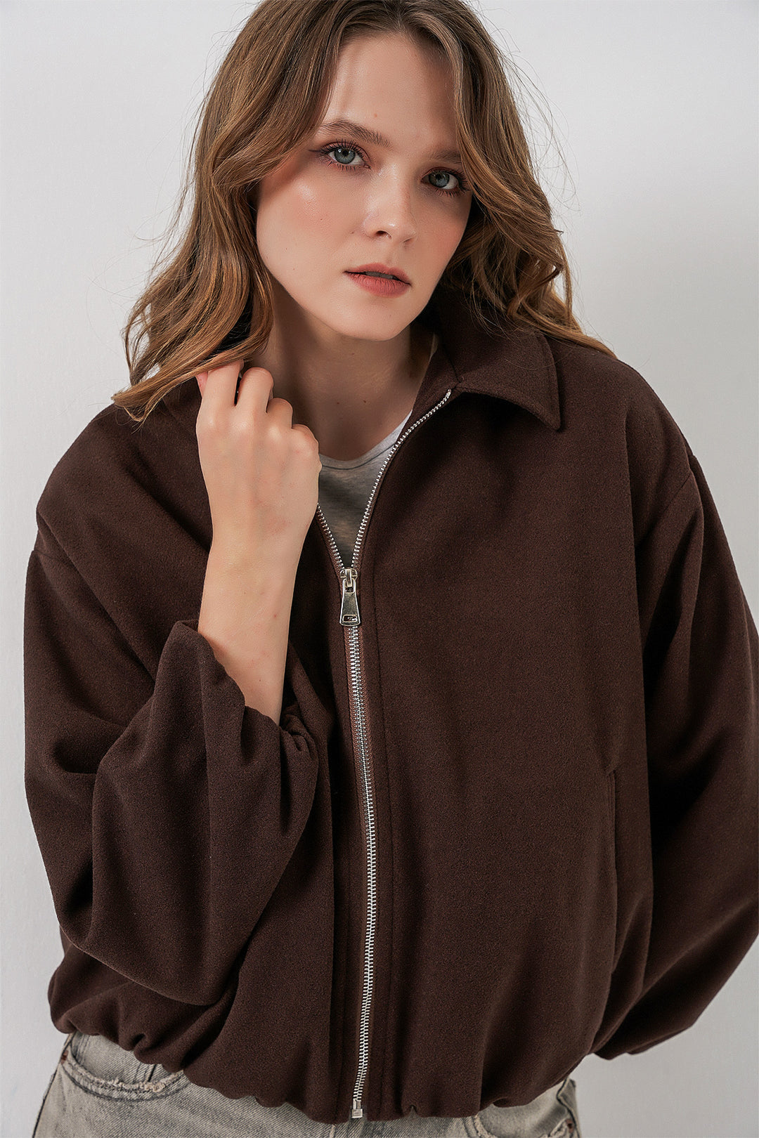 BGD Women Woman Ruffled Oversized Coat 0728 - Brown - Collado-Villalba