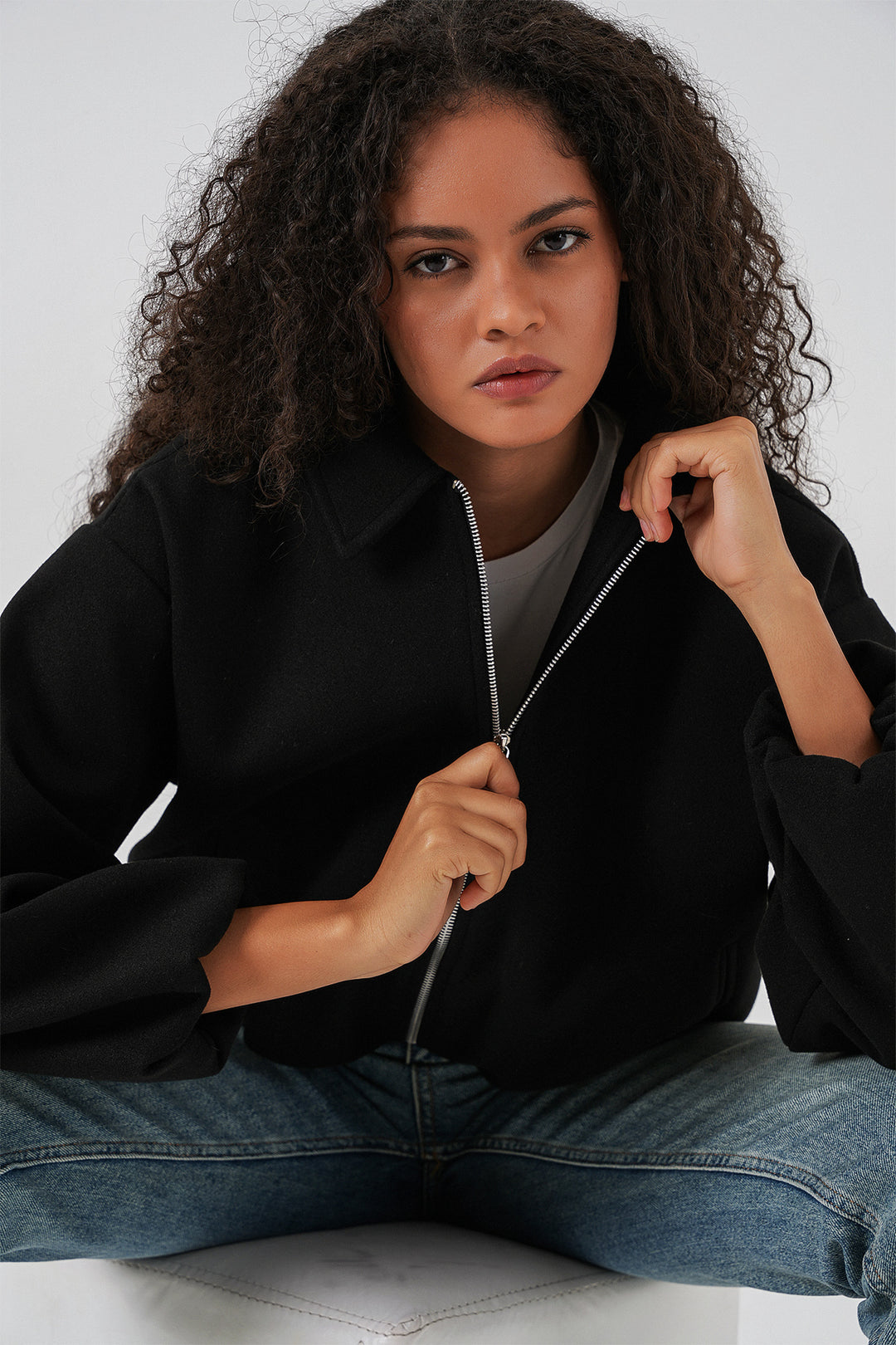 BGD Women Woman Ruffled Oversize Coat 0728 - Black - Albany