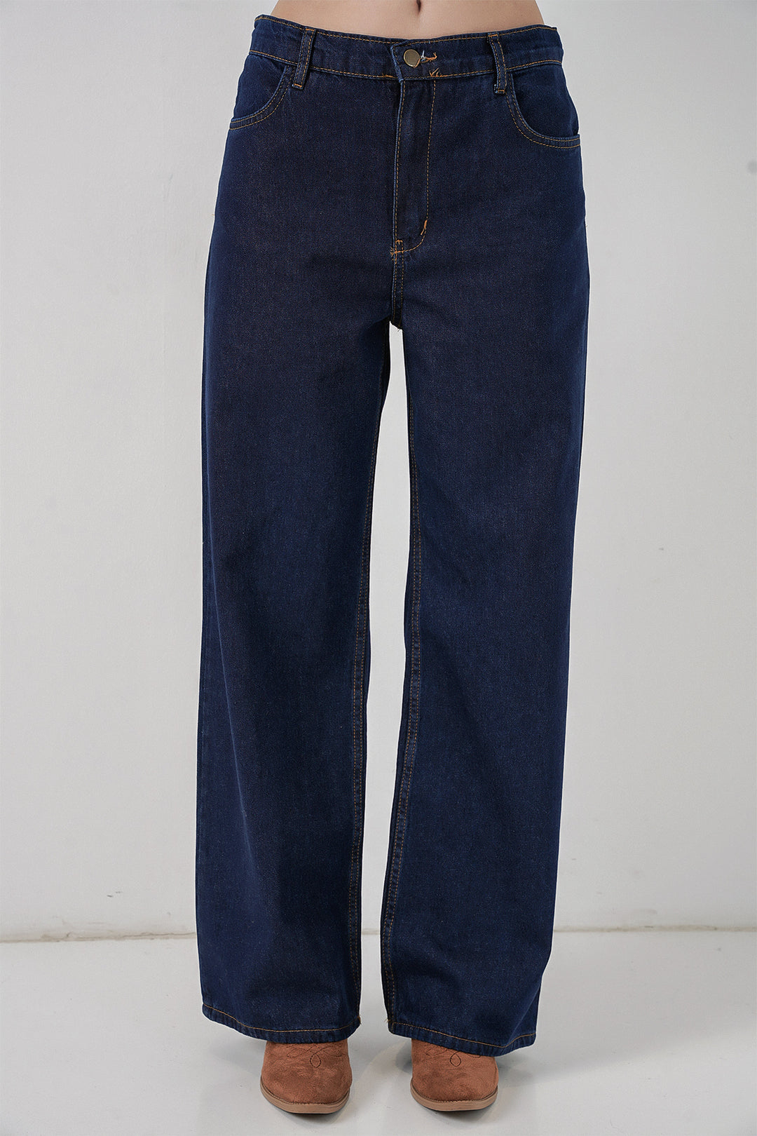 BGD Women Women's Jacket Trousers Denim Two-Piece Set 30059 - Navy Blue - Severna Park