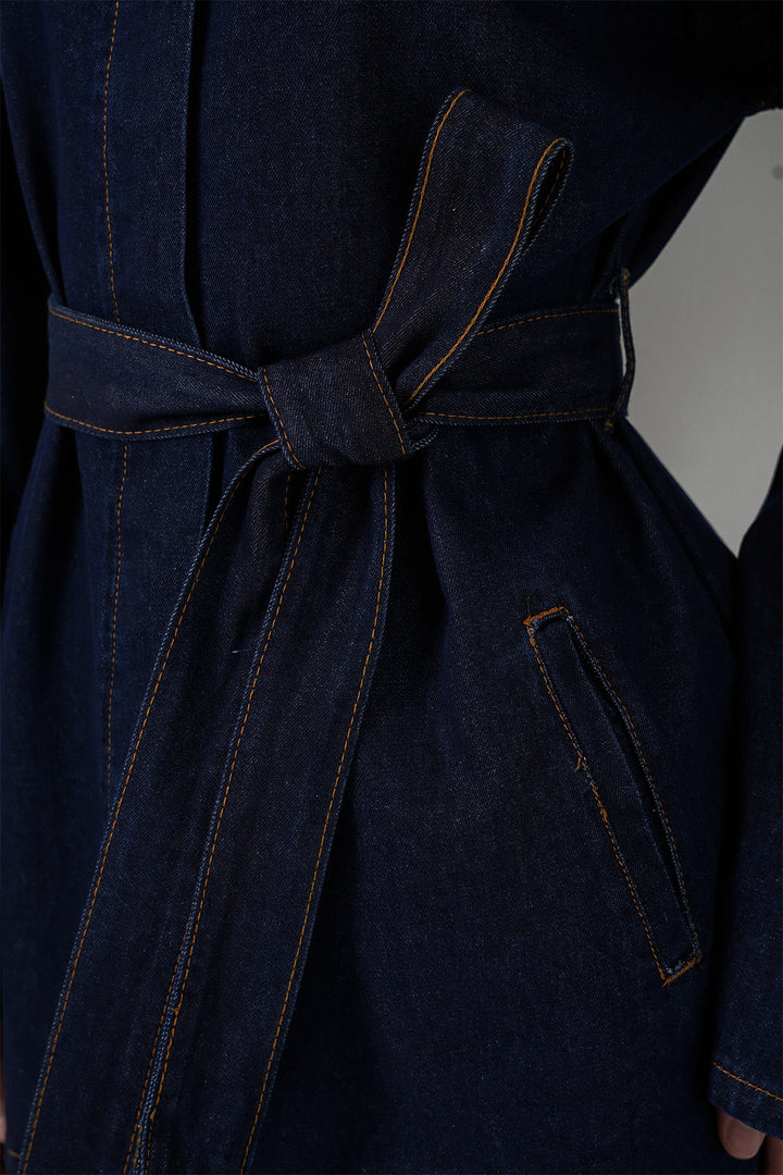 BGD Women Women's Jacket Trousers Denim Two-Piece Set 30059 - Navy Blue - Severna Park