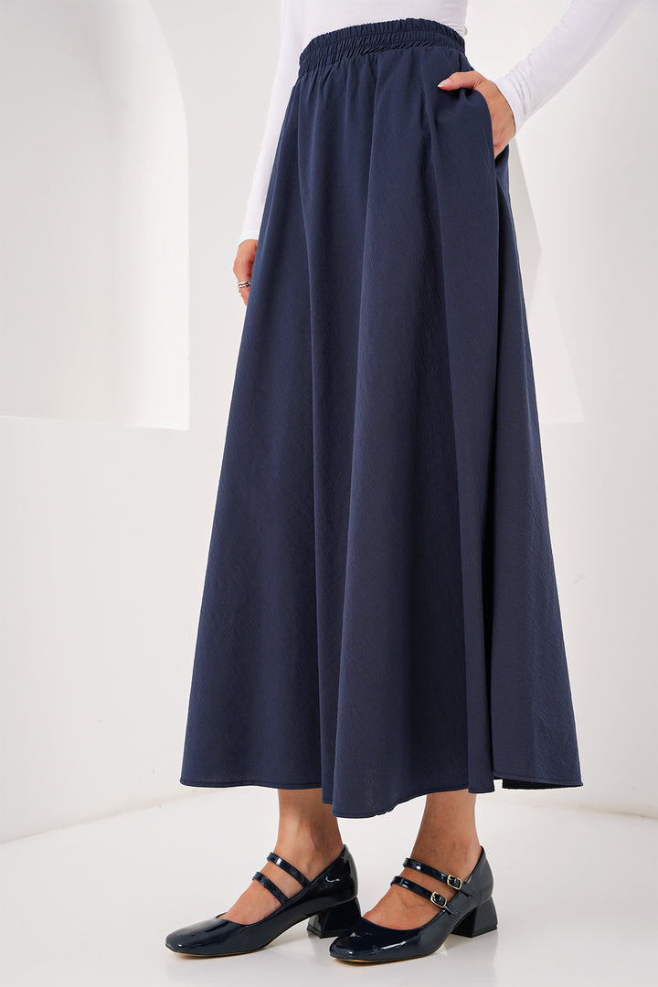 BGD Women Woman Pocket Detailed Long Skirt 8024 - Navy Blue - Avondale
