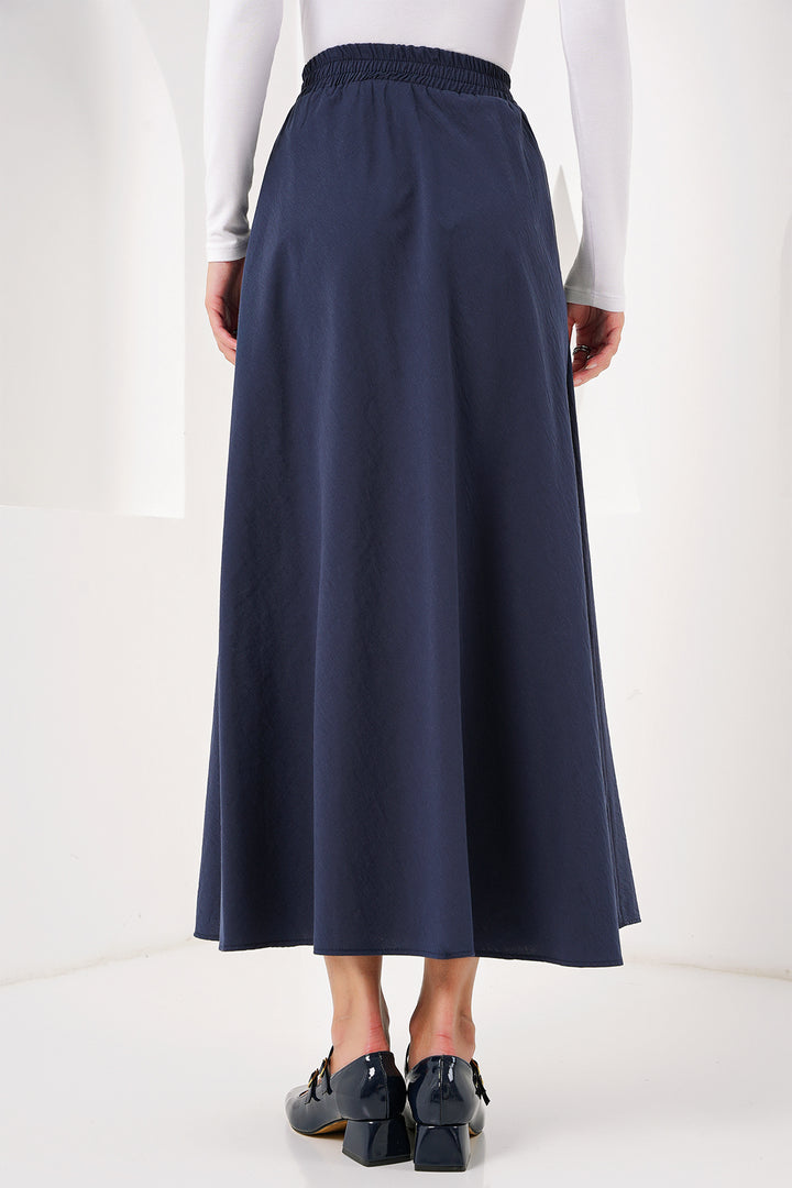 BGD Women Woman Pocket Detailed Long Skirt 8024 - Navy Blue - Avondale