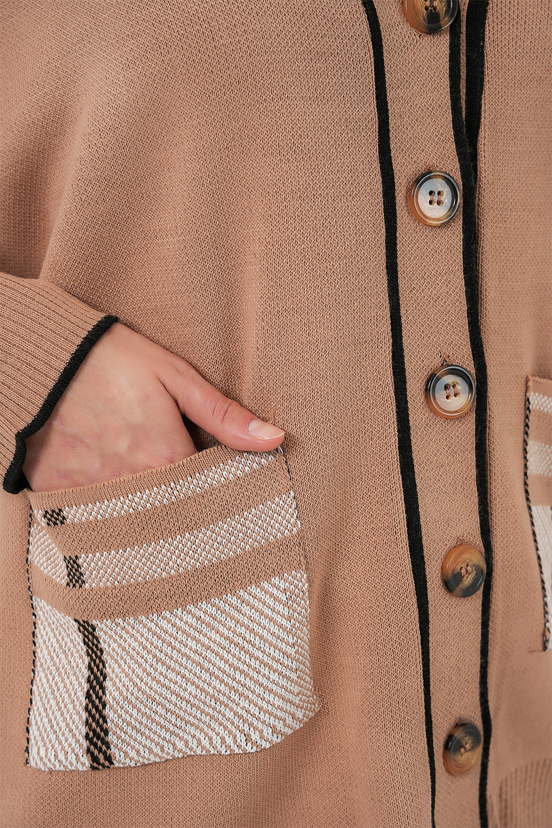 BGD Women Women's Pocketed Cardigan Knitwear Set 15964 - Camel - Palatine