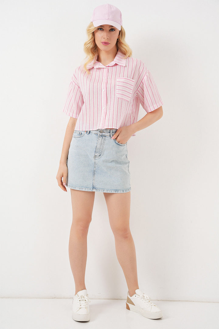 BGD Women Women's Striped Crop Top 20342 - Powder - Welwyn Garden City