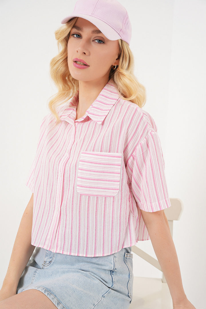 BGD Women Women's Striped Crop Top 20342 - Powder - Welwyn Garden City