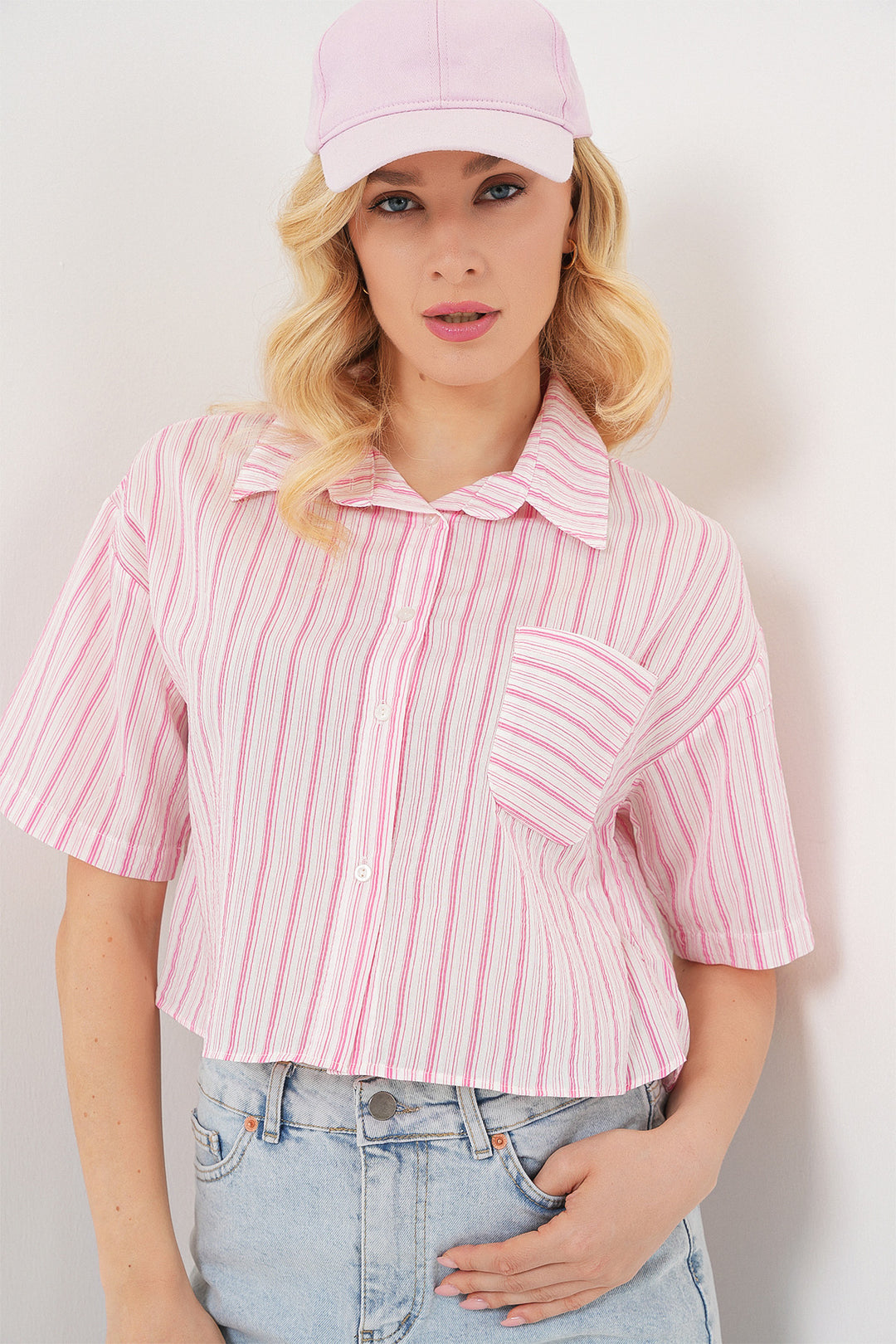 BGD Women Women's Striped Crop Top 20342 - Powder - Welwyn Garden City