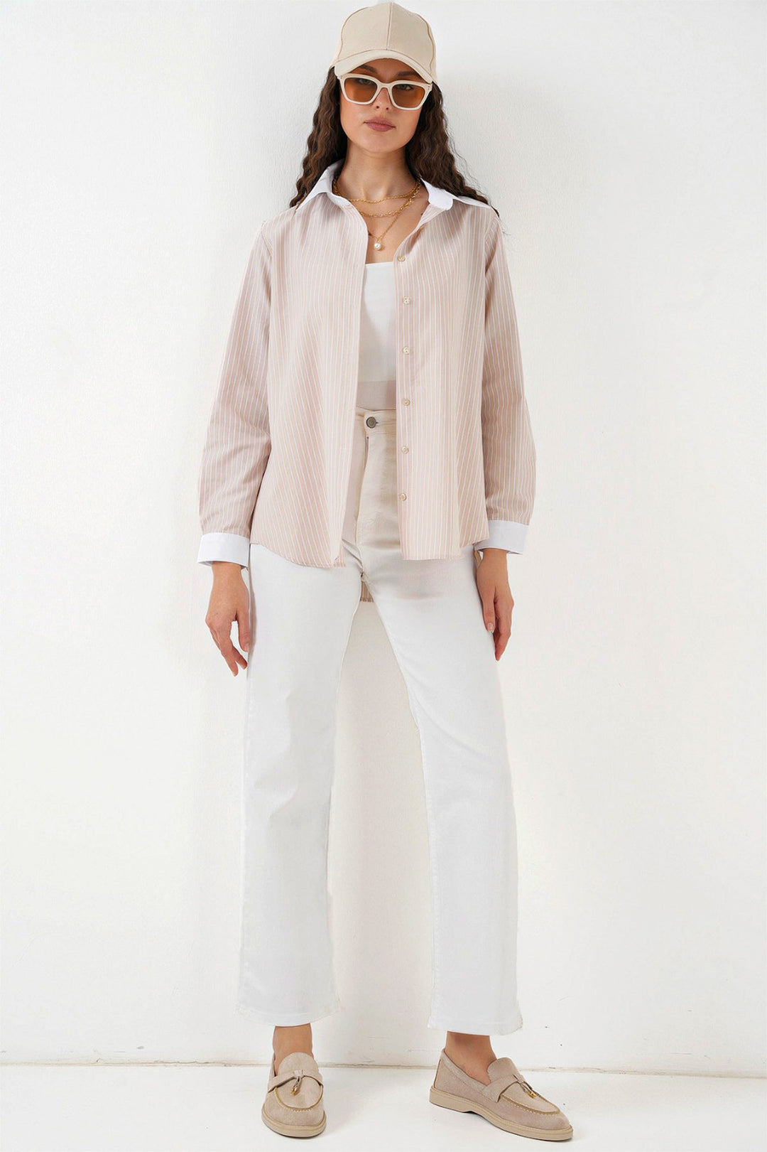 BGD Women Woman Striped Shirt 20288 - Cream - Taunton