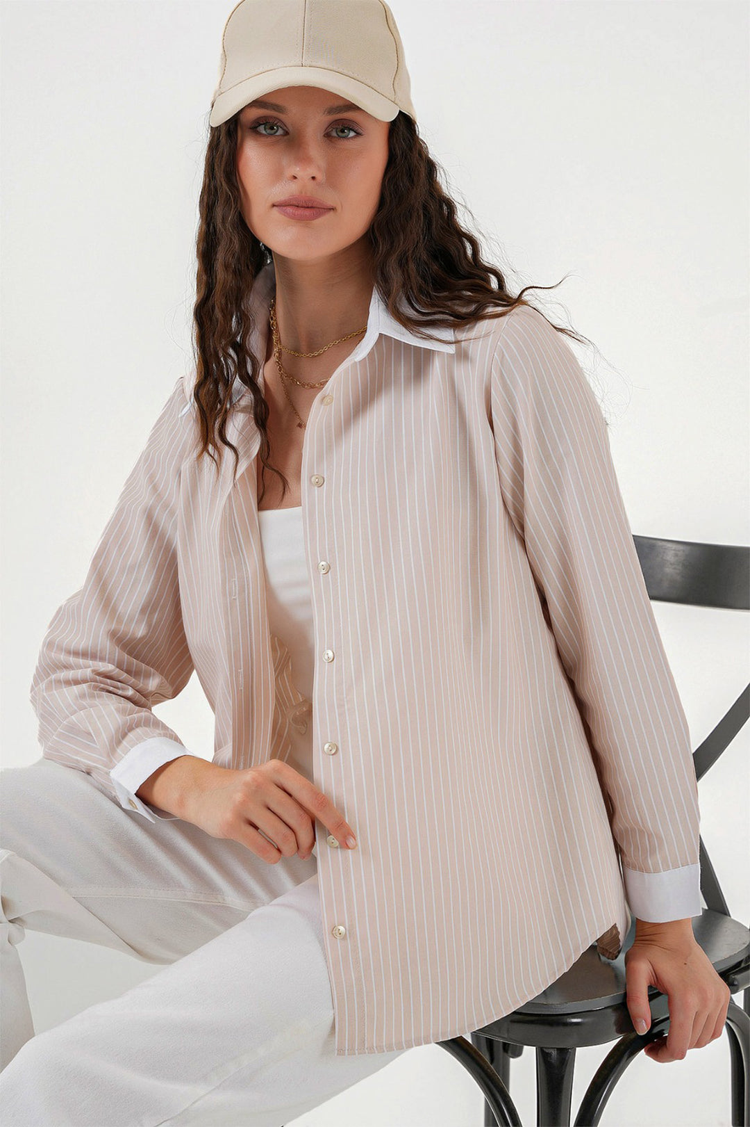 BGD Women Woman Striped Shirt 20288 - Cream - Taunton