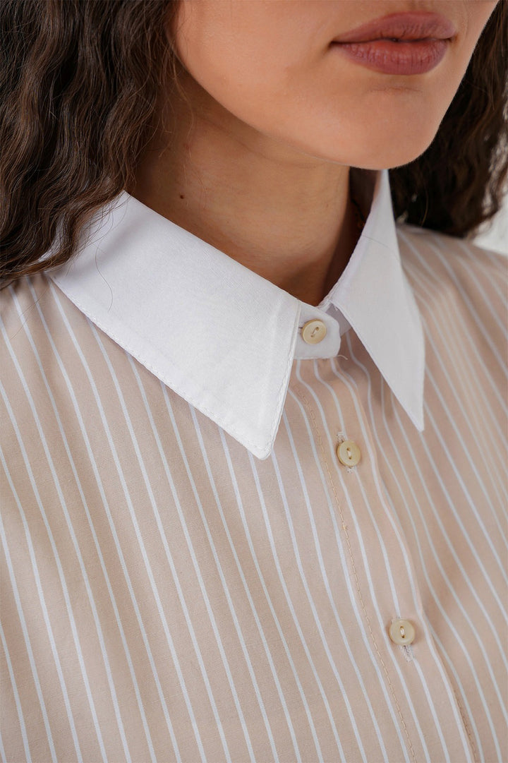 BGD Women Woman Striped Shirt 20288 - Cream - Taunton