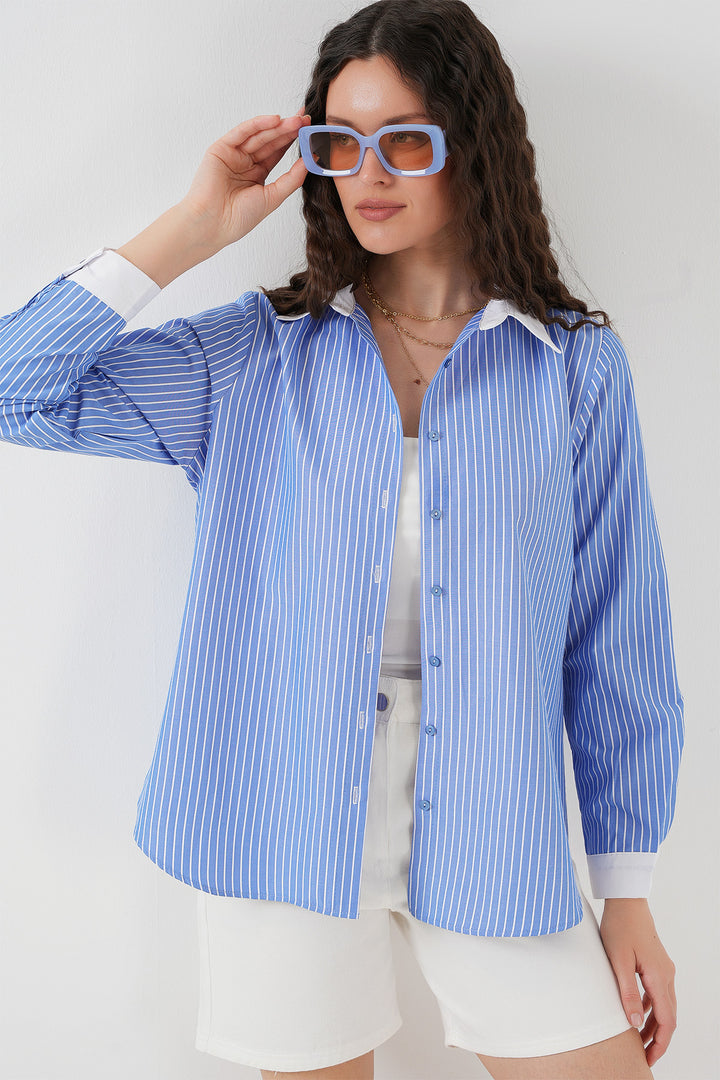 BGD Women Women's Striped Shirt 20288 - Blue - Velletri