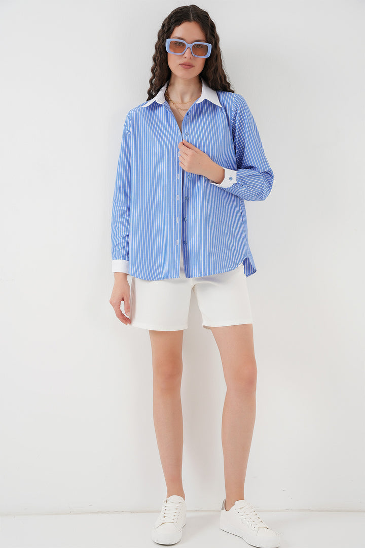 BGD Women Women's Striped Shirt 20288 - Blue - Velletri