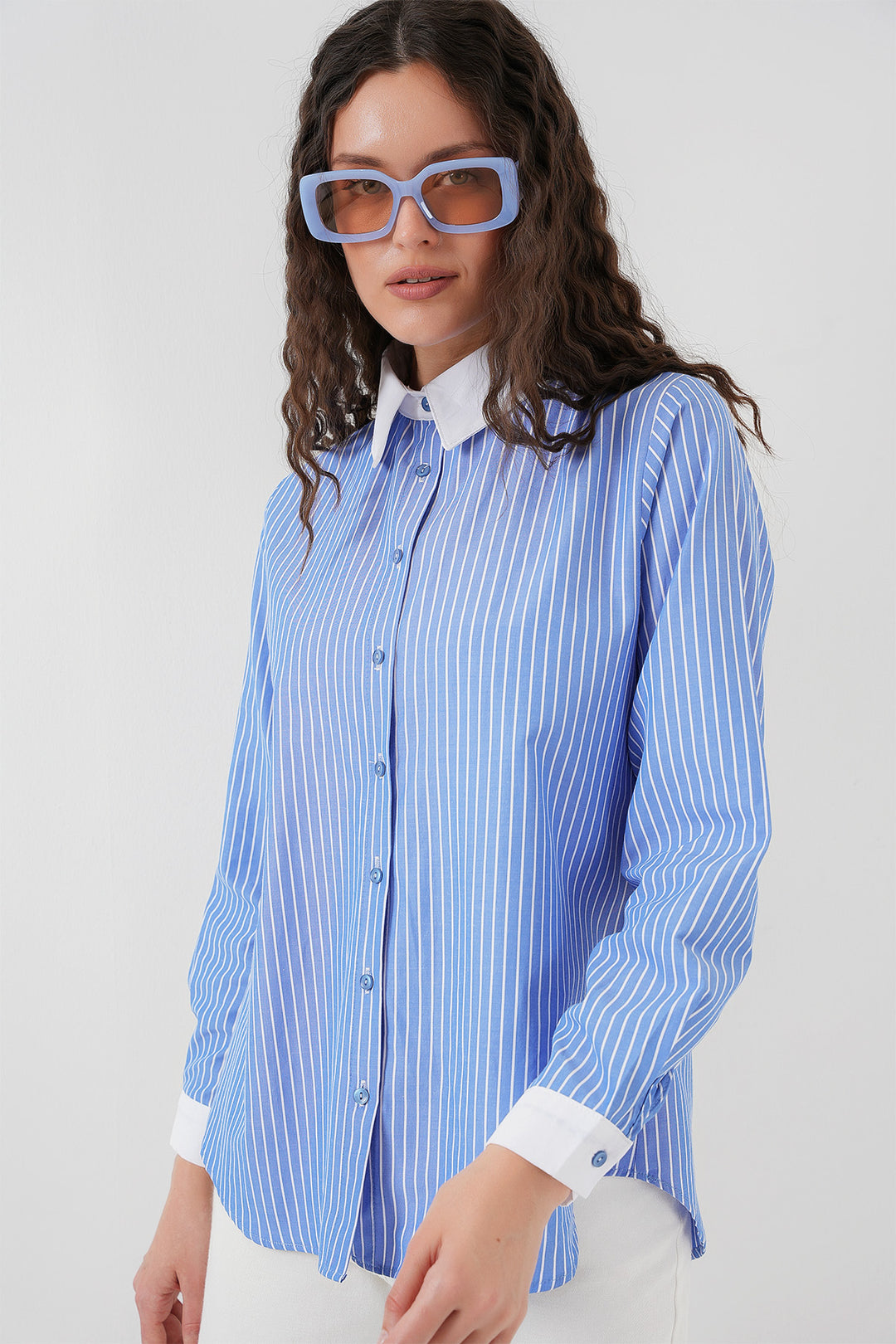 BGD Women Women's Striped Shirt 20288 - Blue - Velletri