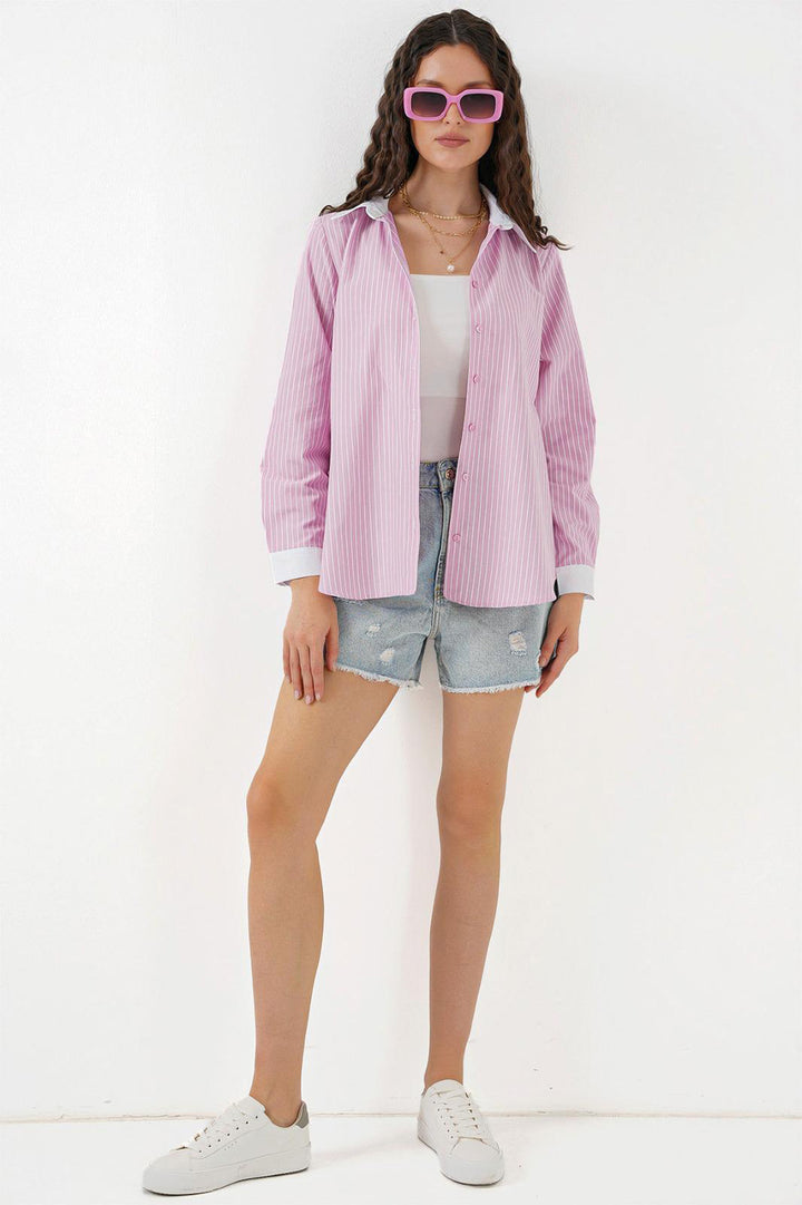 BGD Women Women's Striped Shirt 20288 - Pink - Neath