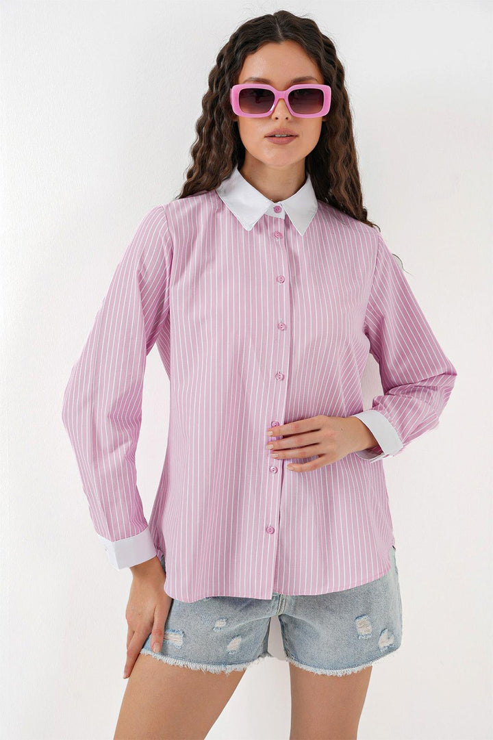 BGD Women Women's Striped Shirt 20288 - Pink - Neath