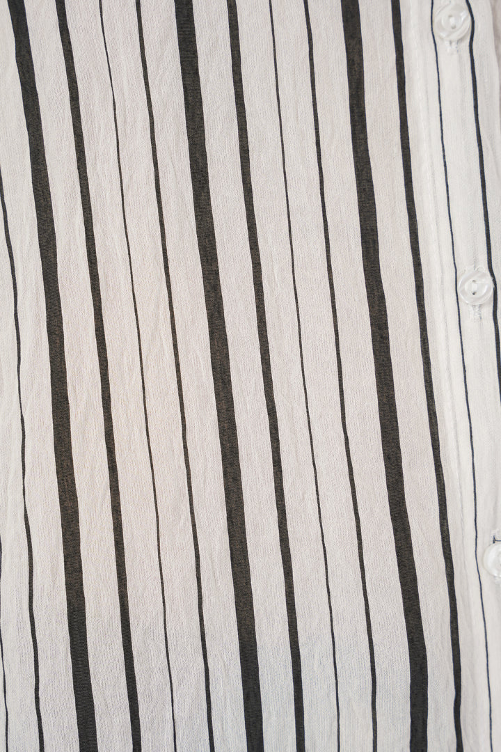 BGD Women Woman Striped Short Sleeve Shirt 20345 - Black - Tonalá