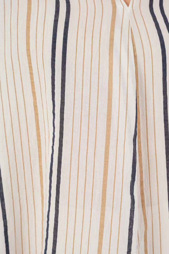 BGD Women Woman Striped Oversized Blouse 967 - Beige - Paracho de Verduzco