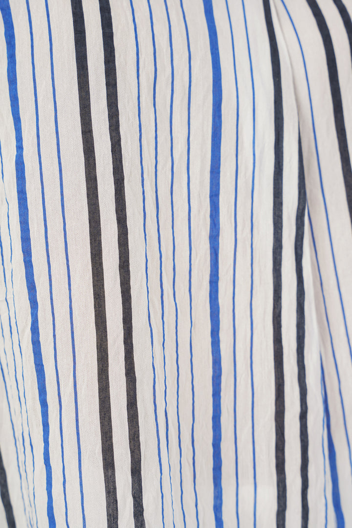 BGD Women Women's Striped Oversized Blouse 967 - Navy Blue - Lufkin