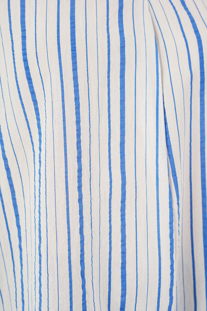 BGD Women Woman Striped Oversized Blouse 967 - Blue - Rosemead