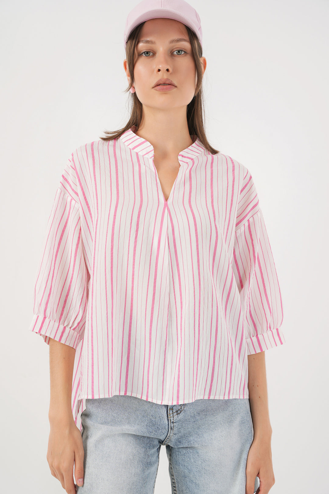 BGD Women Woman Striped Oversized Blouse 967 - Powder - Fontenay-sous-Bois