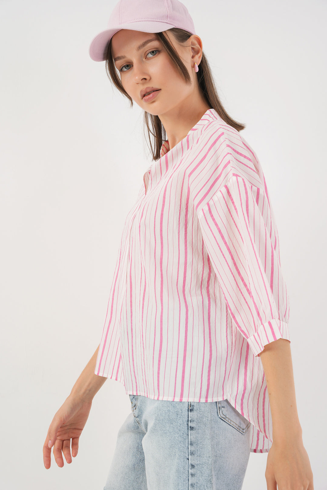 BGD Women Woman Striped Oversized Blouse 967 - Powder - Fontenay-sous-Bois