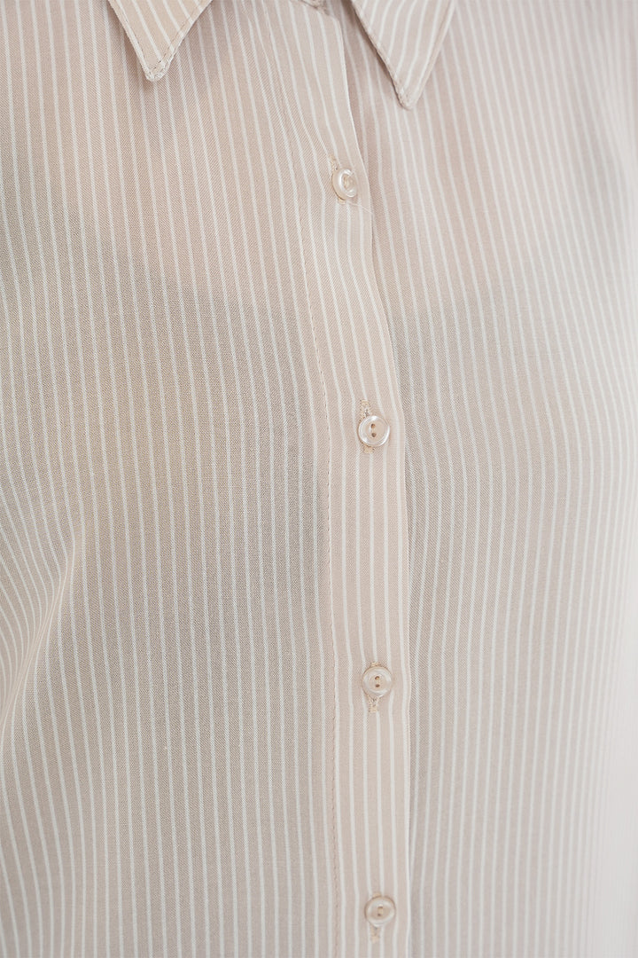 BGD Women Women's Striped Oversized Shirt 20295 - Cream - Barnstable