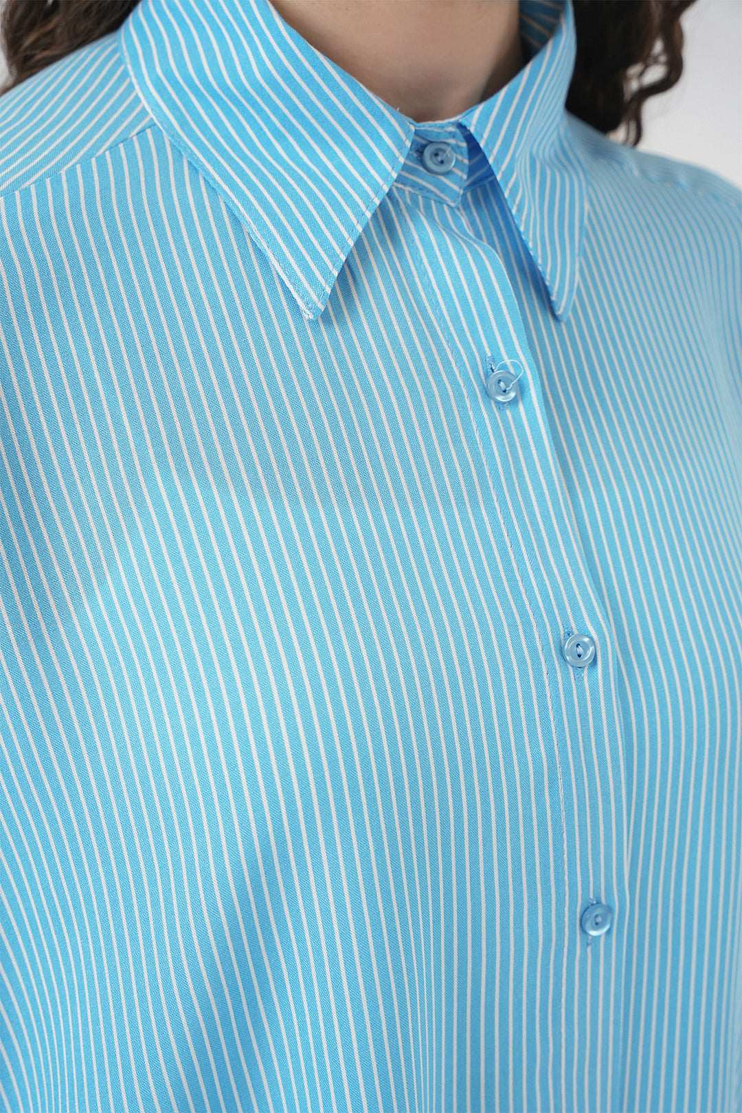 BGD Women Women's Striped Oversized Shirt 20295 - Blue - Tudela
