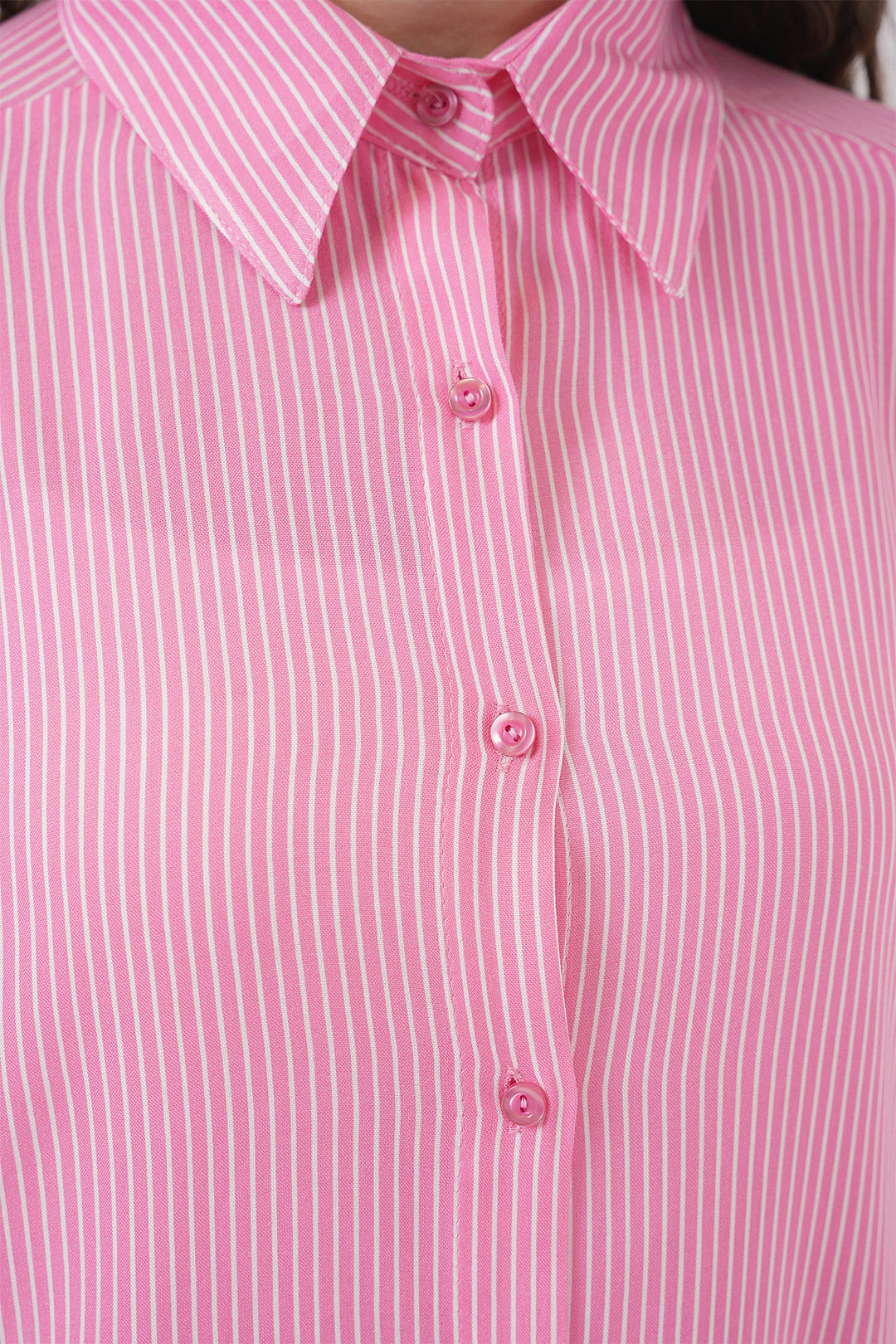 BGD Women Women's Striped Oversized Shirt 20295 - Pink - Pioltello