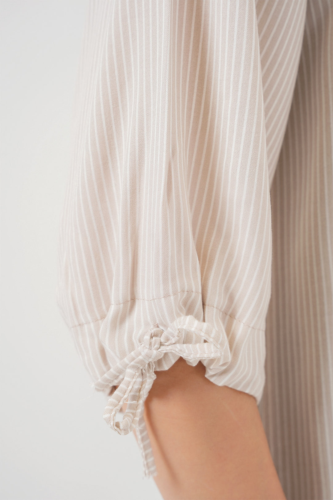 BGD Women Women's Striped Oversized Short Sleeve Shirt 20296 - Cream - Watertown Town