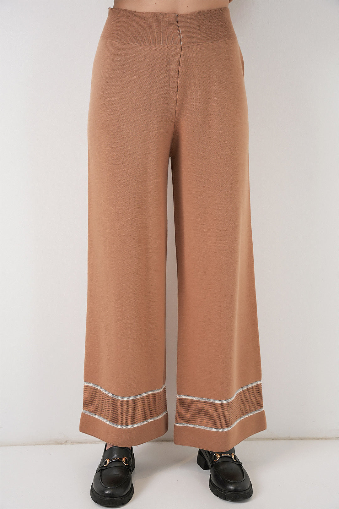 BGD Women Women's Striped Oversized Knitwear Set 15957 - Camel - Falls