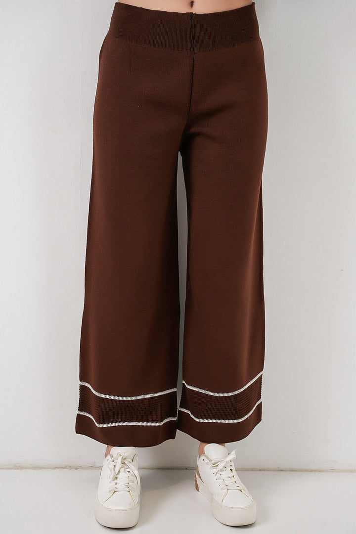 BGD Women Women's Striped Oversized Knitwear Set 15957 - Brown - San Adrián de Besós