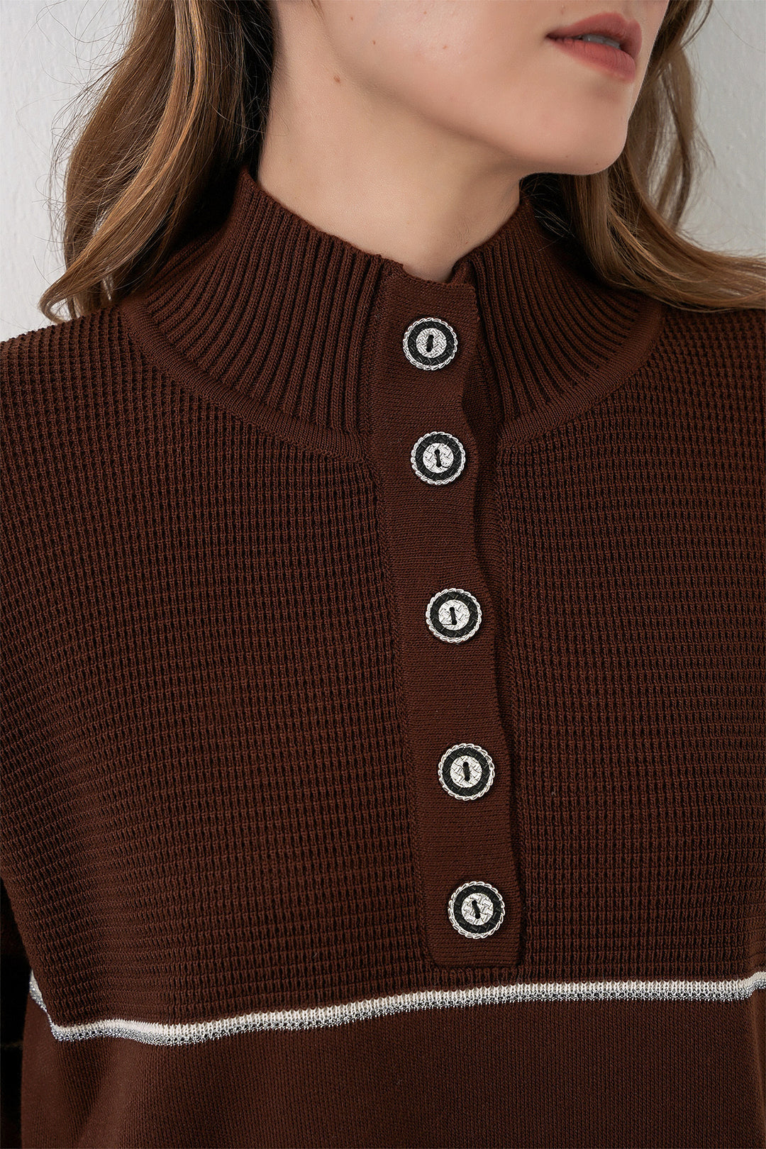 BGD Women Women's Striped Oversized Knitwear Set 15957 - Brown - San Adrián de Besós