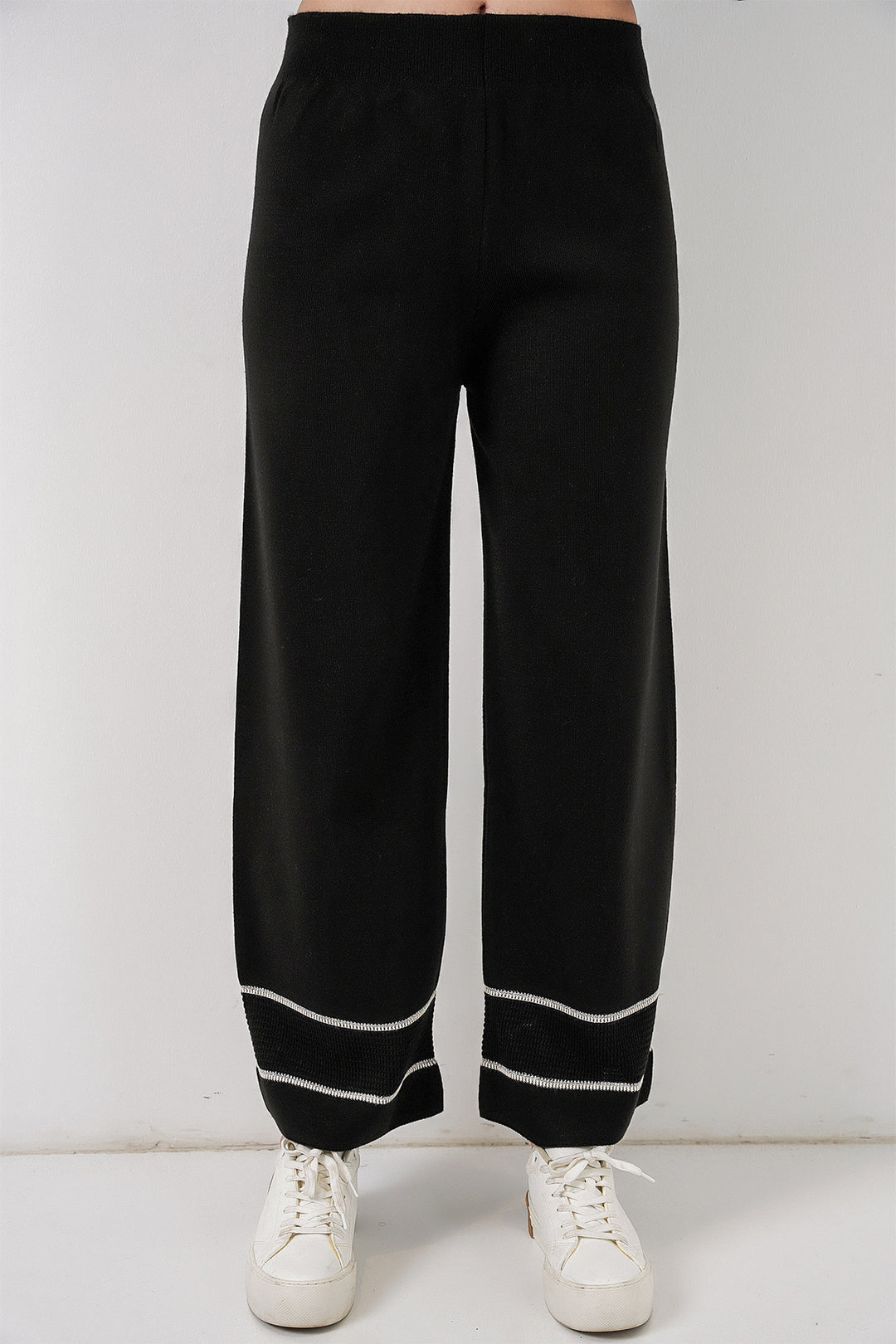 BGD Women Woman Striped Oversized Knitwear Set 15957 - Black - Santa Pola