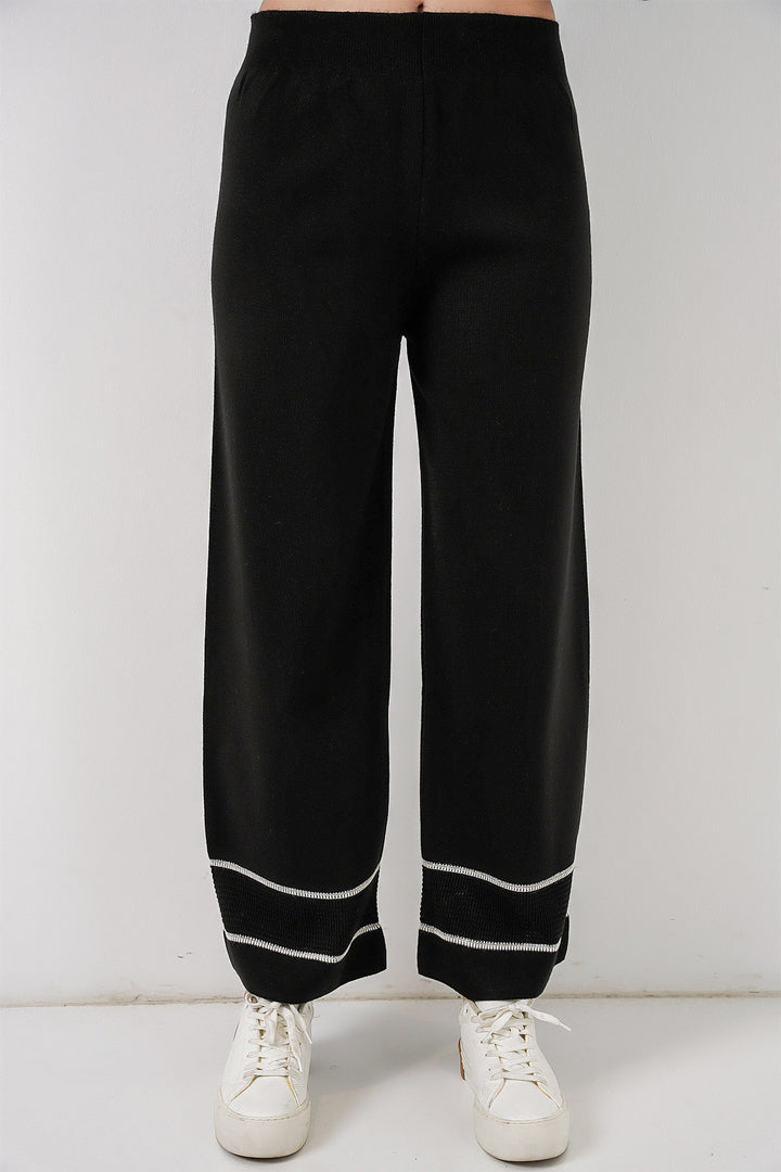 BGD Women Woman Striped Oversized Knitwear Set 15957 - Black - Santa Pola