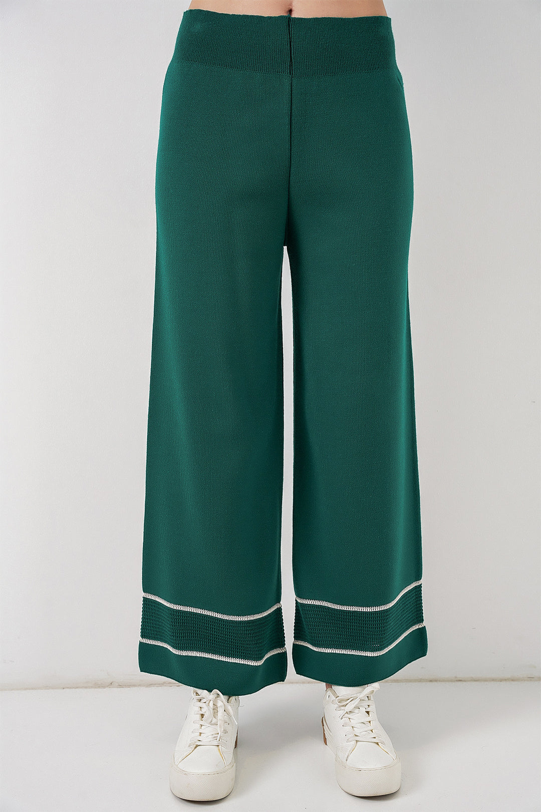 BGD Women Women's Striped Oversized Knitwear Set 15957 - Emerald Green - Elizabeth