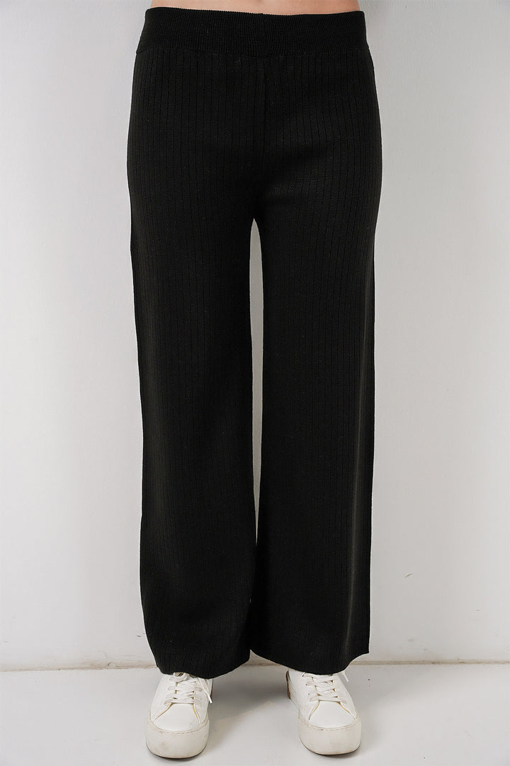 BGD Women Women's Striped Oversized Knitwear Set 15959 - Black - Ravenna