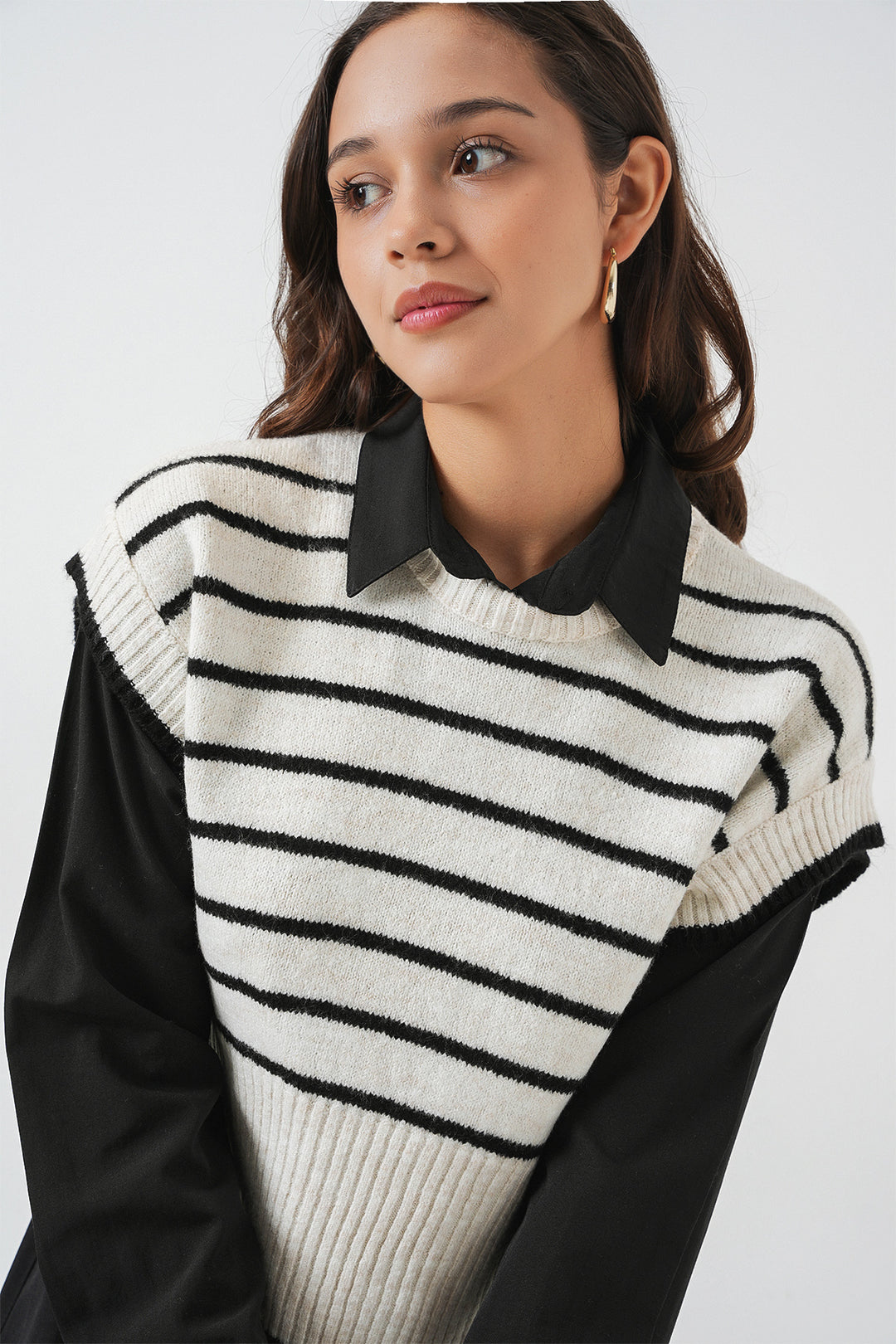 BGD Women Woman Striped Knit Sweater 15926 - Ecru - Essex