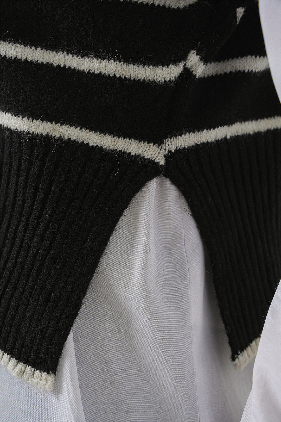 BGD Women Woman Striped Knit Sweater 15926 - Black - Seevetal