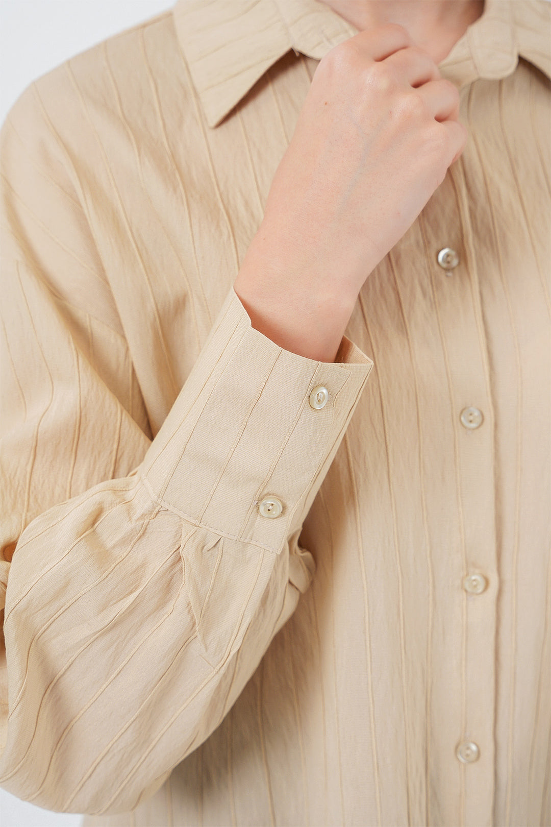 BGD Women Woman Striped Long Shirt Tunic 5963 - Beige - Arles