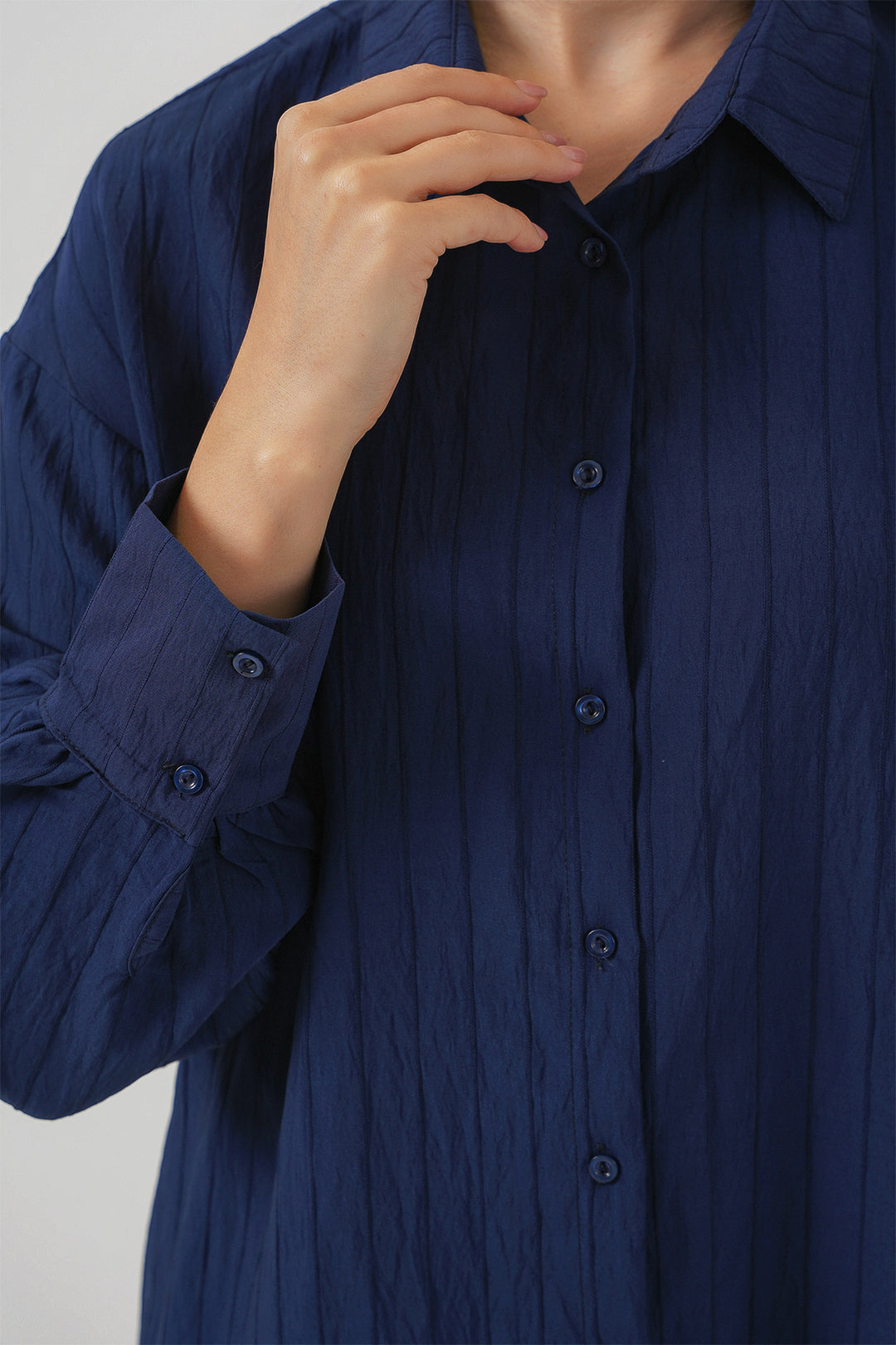 BGD Women Woman Striped Long Shirt Tunic 5963 - Navy Blue - Beauvais