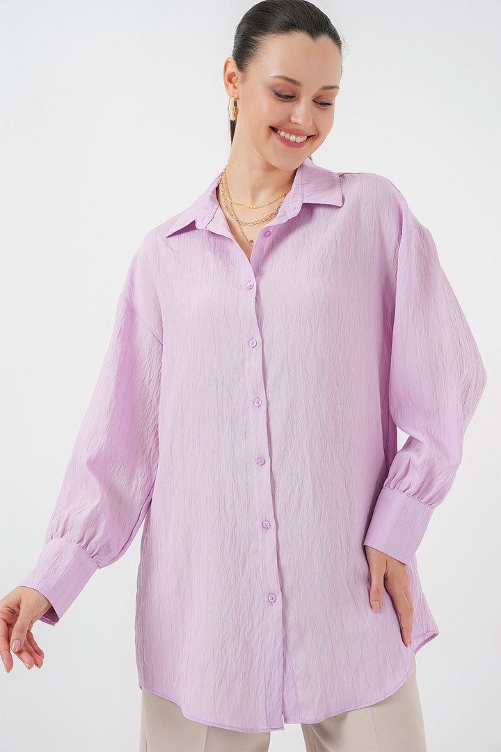 BGD Women Woman Striped Long Shirt Tunic 5963 - Lilac - Tooele