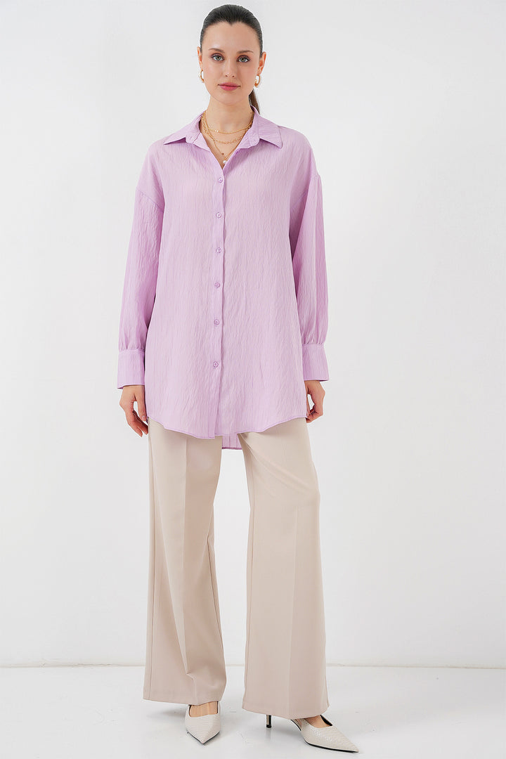 BGD Women Woman Striped Long Shirt Tunic 5963 - Lilac - Tooele