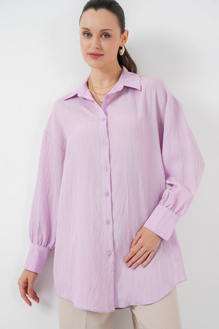 BGD Women Woman Striped Long Shirt Tunic 5963 - Lilac - Tooele