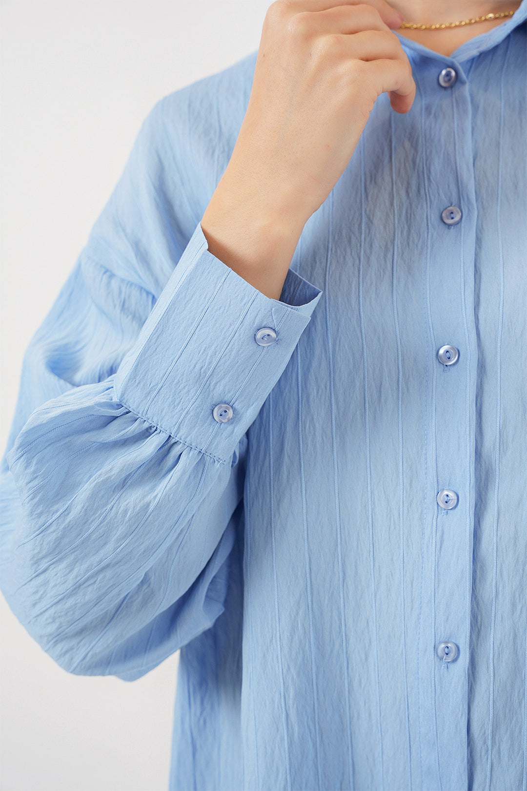 BGD Women Woman Striped Long Shirt Tunic 5963 - Blue - La Huacana