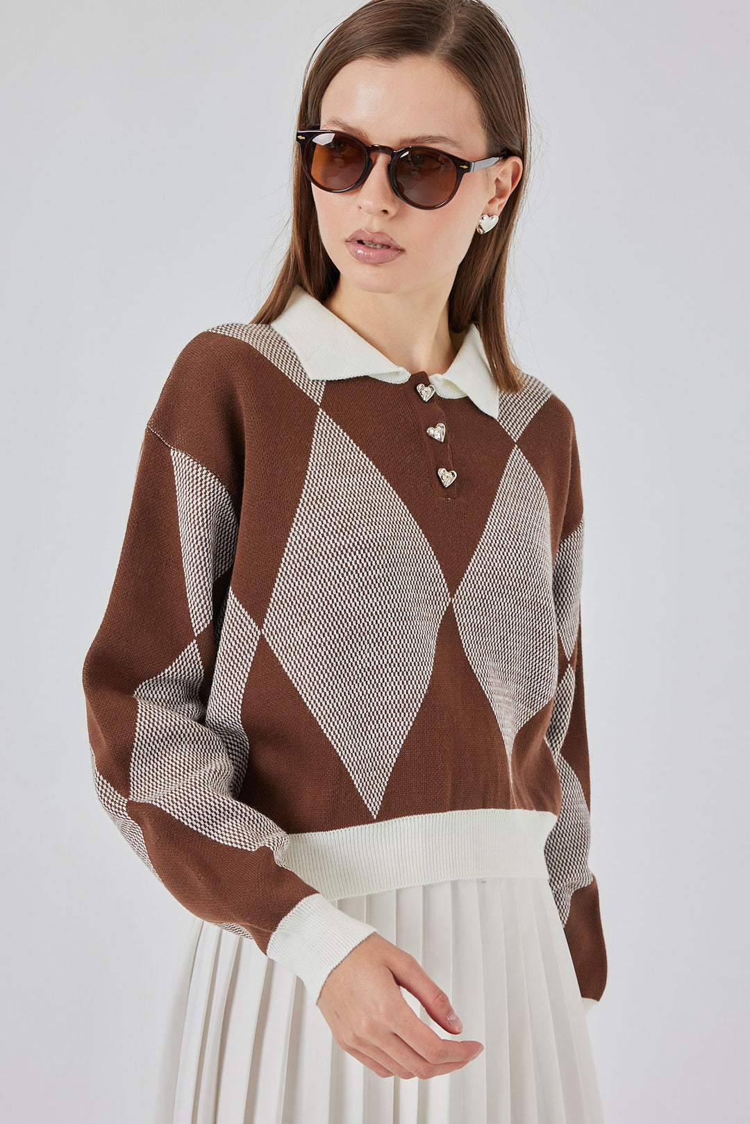 BGD Women Women's Crop Sweater 15936 - Dark Brown - Bacău