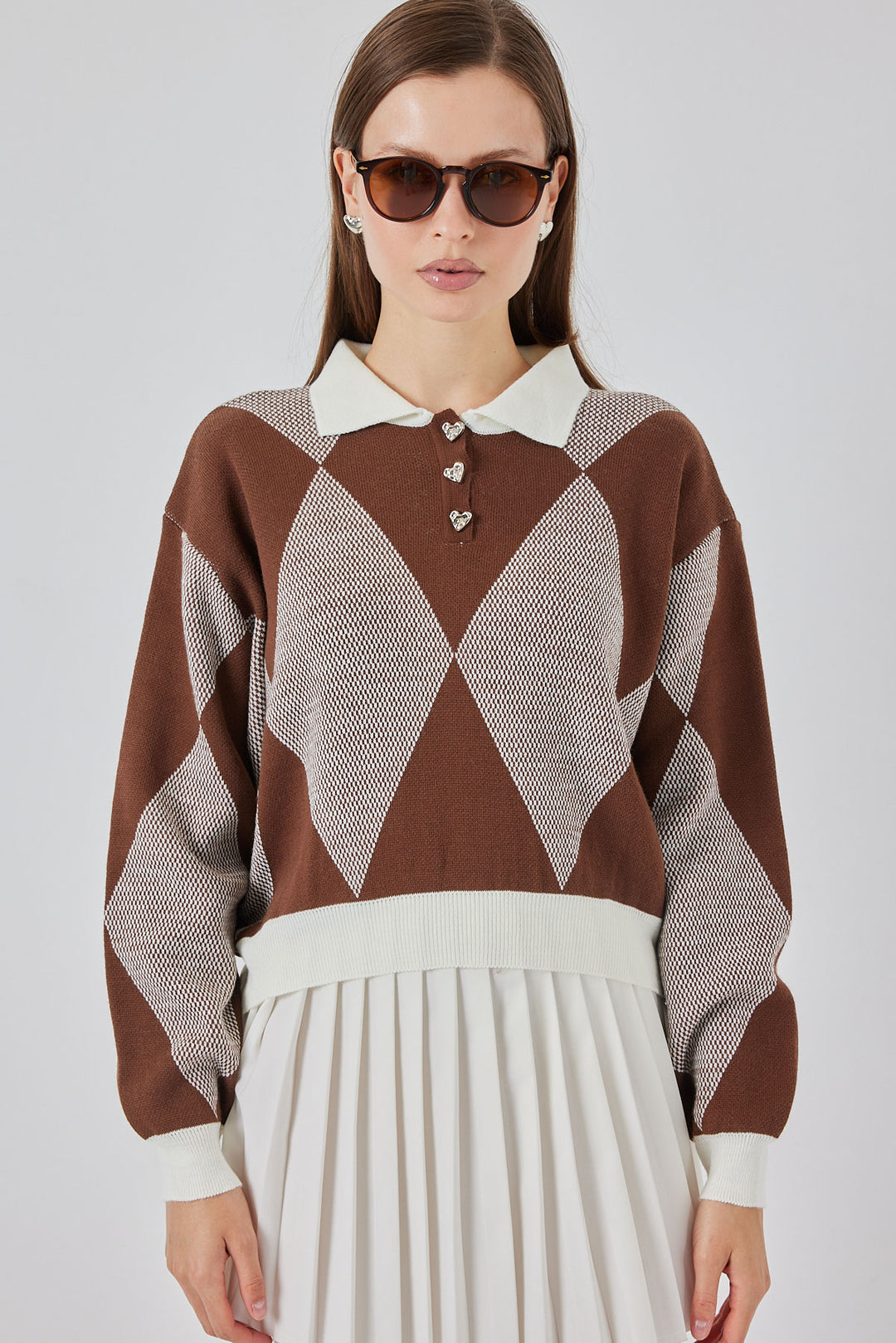 BGD Women Women's Crop Sweater 15936 - Dark Brown - Bacău