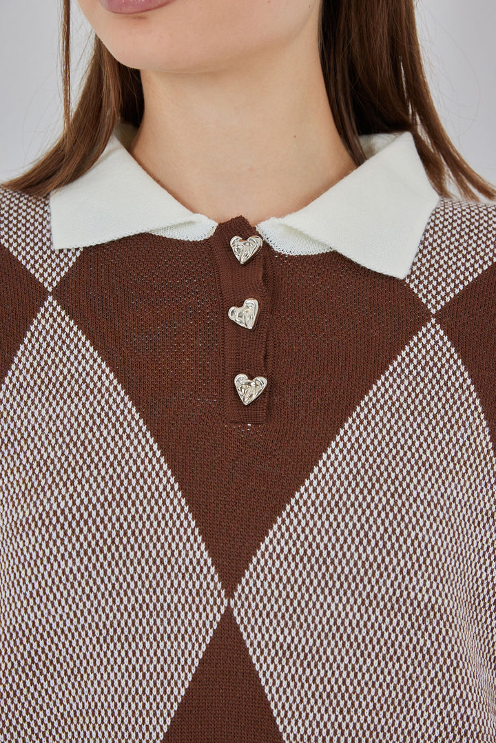 BGD Women Women's Crop Sweater 15936 - Dark Brown - Bacău