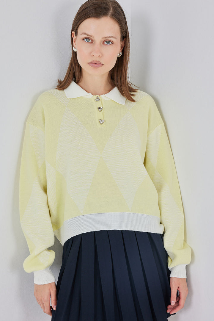 BGD Women Kadın Crop Triko Kazak 15936 - A.Sarı - Skelmersdale