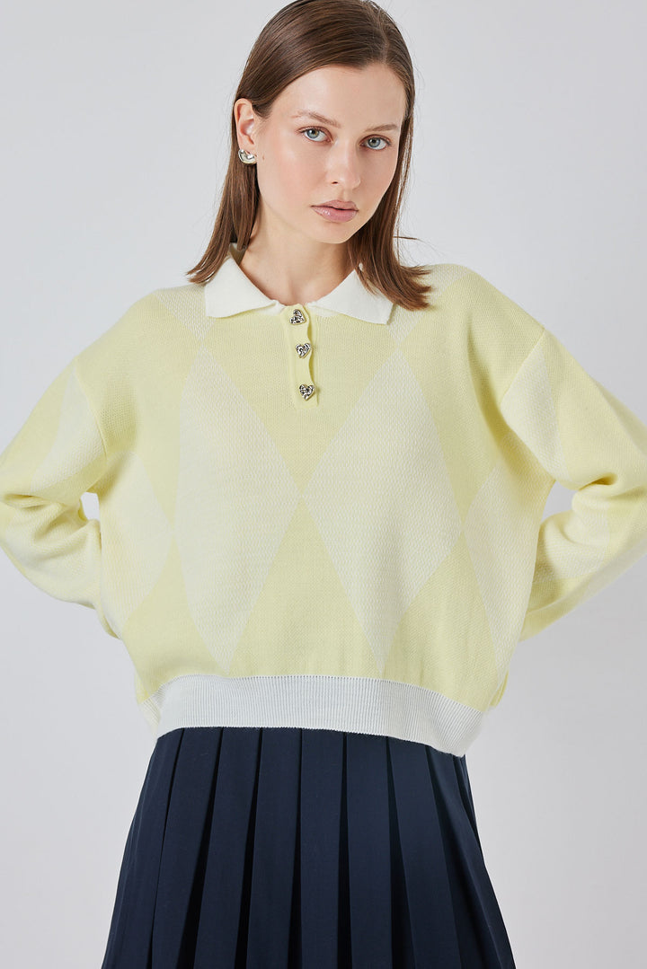 BGD Women Kadın Crop Triko Kazak 15936 - A.Sarı - Skelmersdale